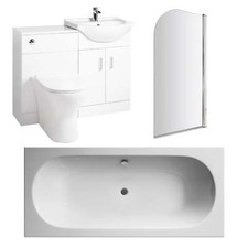 Misirlou Foundation Double Ended Shower Bathroom Suite 1700x700 with Vanity & WC