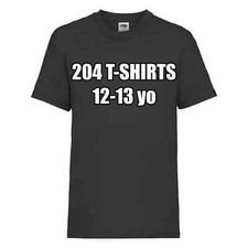 204 Fruit of the Loom Black T-Shirts (Size 12-13 Years) Bulk Job Lot, Wholesale