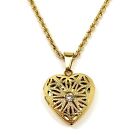 Women 18K Gold Plated Stainless Steel Heart Pendant Locket Necklace Holiday Gift