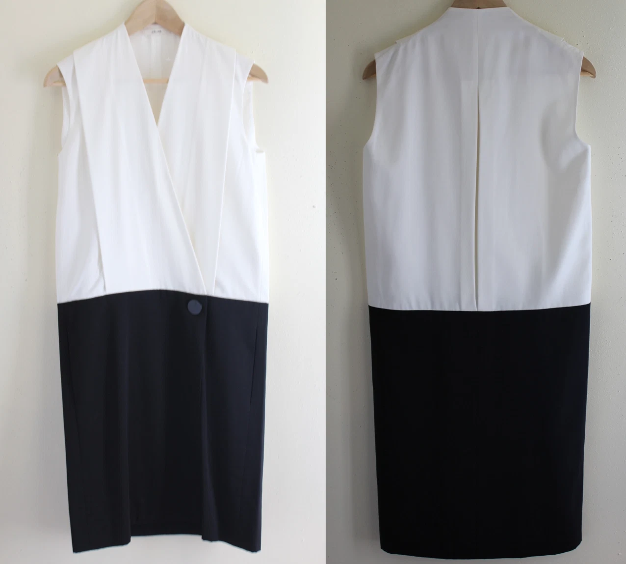 Abito tubino dritto CELINE tg 36 4 6 elegante bianco nero minimalismo