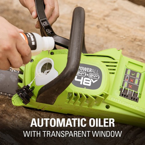 Greenworks 48V (2x24V) 16 inch Chainsaw with (2) 4Ah Battery & DualSlot Charger - Picture 7 of 12