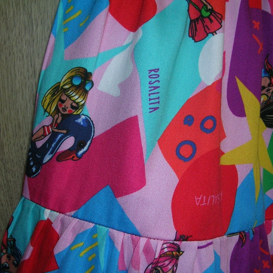 Magnifique robe de créateur Rosalita fille imprimé lumineux rouge âge 5 110 cm - Photo 3/4