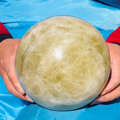 9.76LB  Large Natural Yellow Crystal Ball Quartz Citrine Sphere Mineral Healing