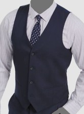  115 Alfani Men's Blue Solid Slim-Fit Stretch Waistcoat Suit Vest Size M