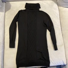 Vintage -Esprit - Black Turtleneck Cable Knit Sweater Dress -Women's -Size Large