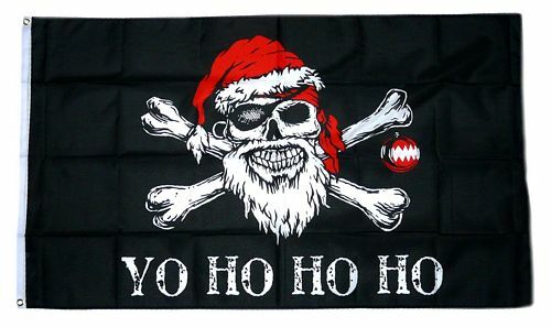 Piraten-Flagge 'Weihnachten Yo Ho' – 90 X 150 Cm, Polyester, Wetterfest, Mit Metallösen