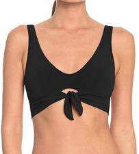 NEW ROBIN PICCONE 'Ava' Knot Front Bralette Bikini Top Size M Medium Black 122
