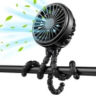 Baby Stroller Fan Clip On Portable 4000mAh Oscillating Mini Fan w Light