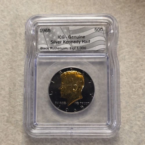 1965 ICG Genuine Silver Kennedy Half Dollar Black Ruthenium 1 of 1,000