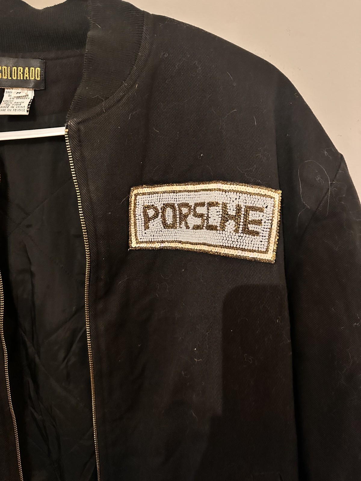 Sequin Porsche Patch Jacket Vintage handmade - image 3