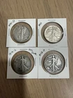 Lot of 4 90% Silver Walking Liberty Half Dollars 1919, 1941, 1943, 1945 Key Date