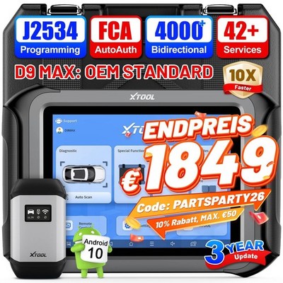 XTOOL D9 MAX Kfz-Diagnosescanner J2534 ECU-Codierung OBD2-Scanner 3 Jahre Update