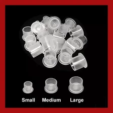 250 Plastic Tattoo Pigmant Ink Cups Flat Bottom Small Medium Large Caps