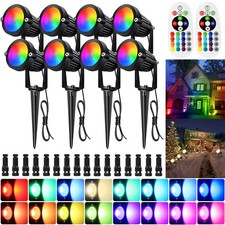 RGB LED Lawn Lamps Garden Spot Lights Path Ground Waterproof Spike Lights Remote