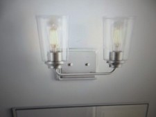 Hampton Bay Evangeline 13 in. 2-Light Brushed Nickel Bathroom Vanity Light