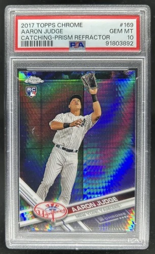 2017 Topps Chrome Aaron Judge RC Prism Refractor Rookie #169 Yankees PSA 10