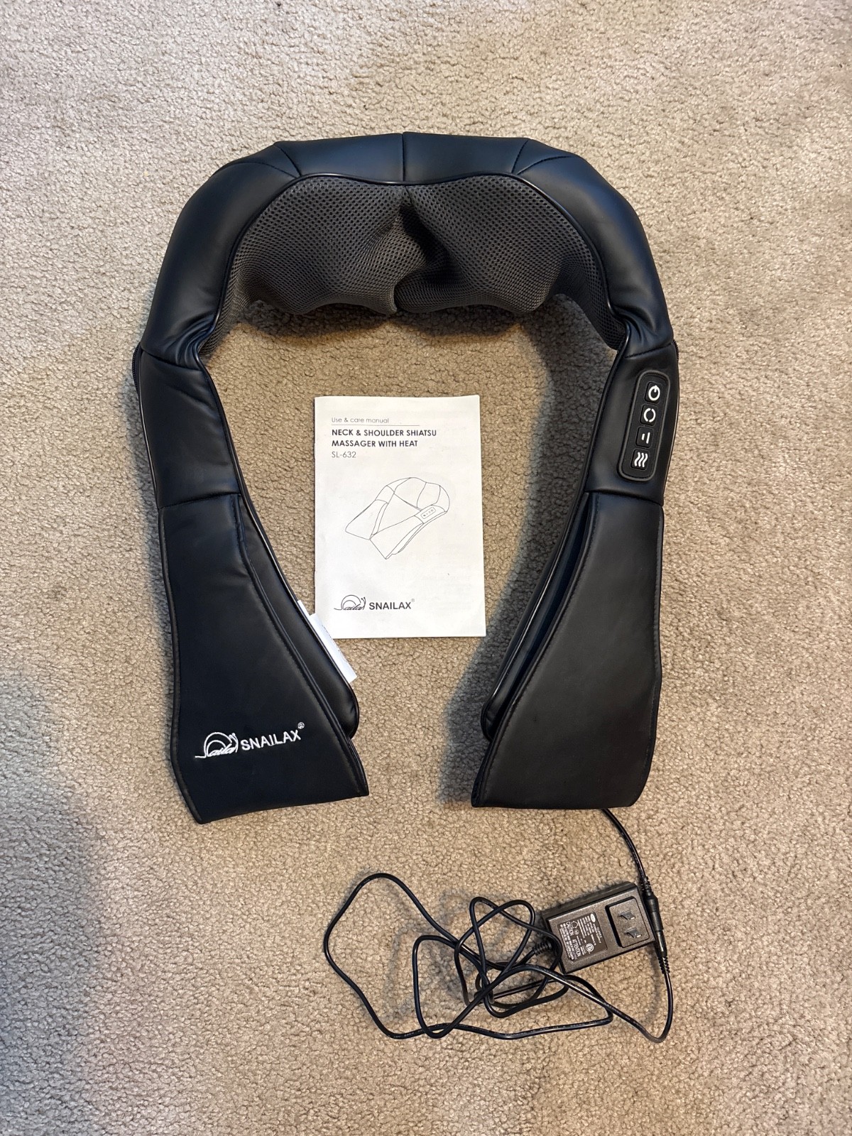 Snailax Shiatsu Neck & Shoulder Massager SL-632N with Heat –Deep Tissue Kneading