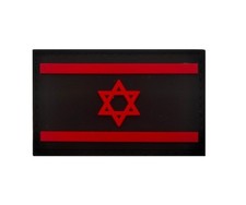 3D PVC ISRAELSTAR OF DAVID ISRAELI FLAG MILITARY RUBBER HOOK PATCH BLACK RED