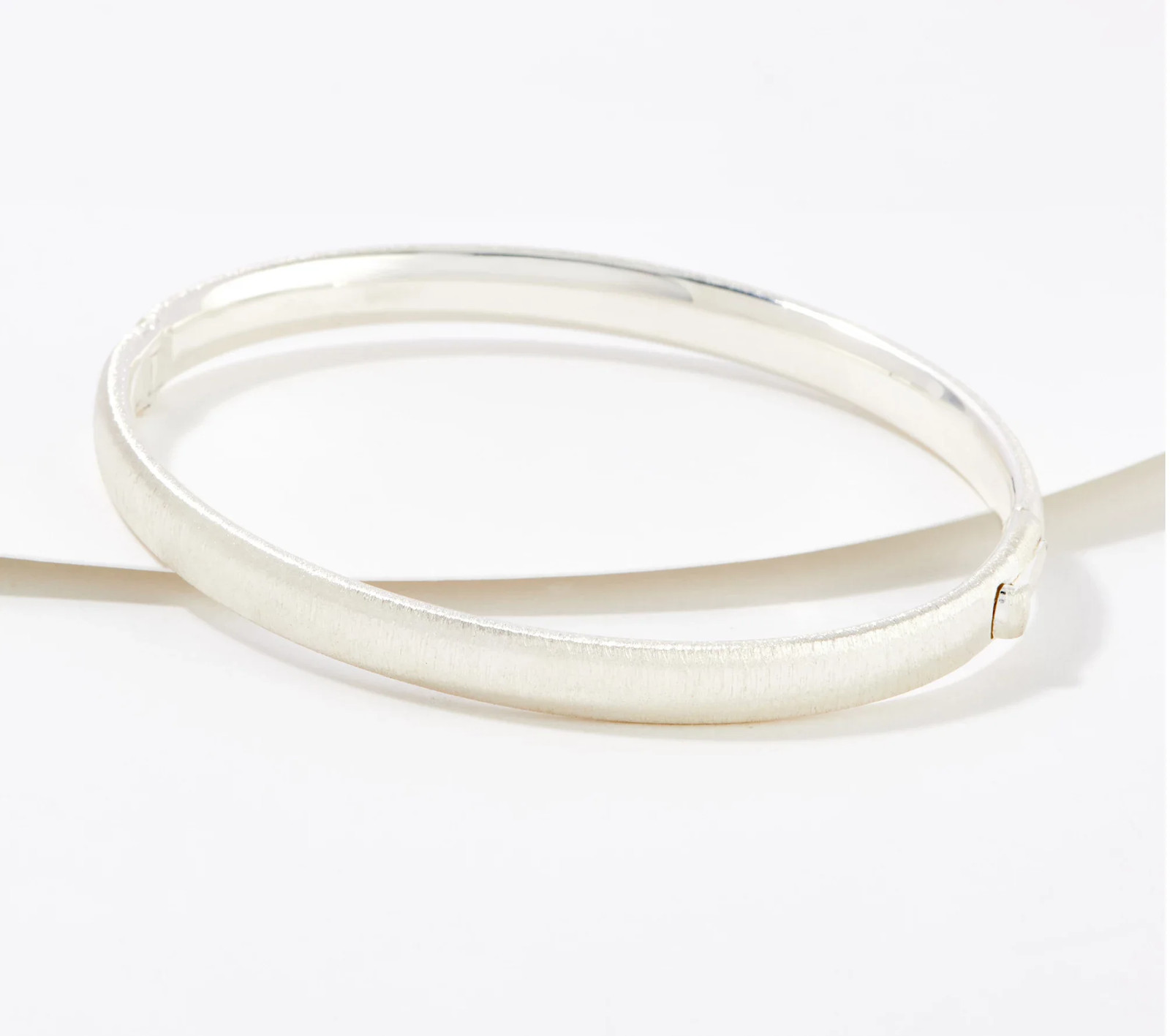 "UltraFine 950 Silver Oval Tube Satin Finish Bangle Bracelet Size 7-1/4\""