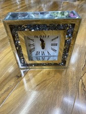 Loose Diamante Desk Clock Elegant Luxury Diamond Crystal Mirror Crushed Jewel15c
