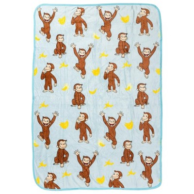 Fleece Throw Blanket Curious George Bananas 45x60in Silver Buffalo Monkey