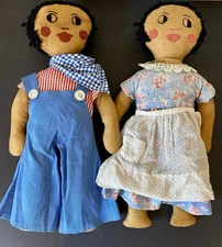 Handmade Black Doll Primitive Folk Art Rag dolls C1940’s