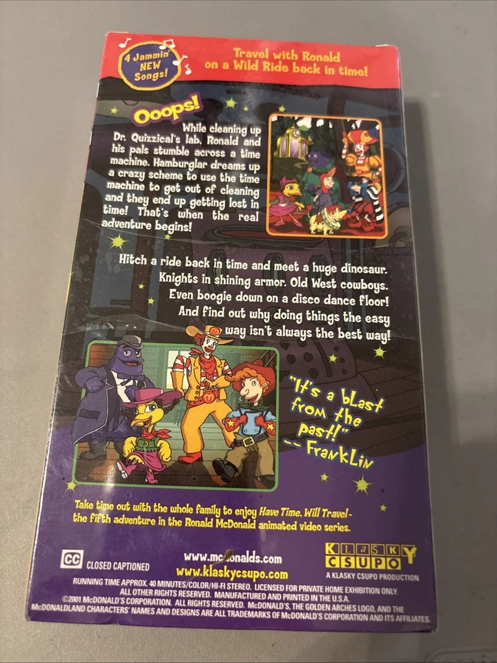 The Wacky Adventures of Ronald McDonald 5 VHS Have Time Will Travel New Sealed! - Image 2 of 4