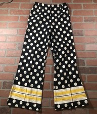TRUE VINTAGE GLENBROOKE JR WOMEN  S GIRLS BELL FLARE CANVAS PANTS POLKA DOT RARE