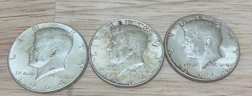 1964 KENNEDY 90% SILVER HALF DOLLARS, ESTATE OFFERING 3 NICE COINS!