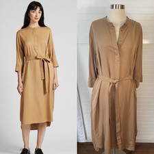 Uniqlo Tan Kakhi Belted Shirt Dress Size XL NWOT 3/4 Sleeve