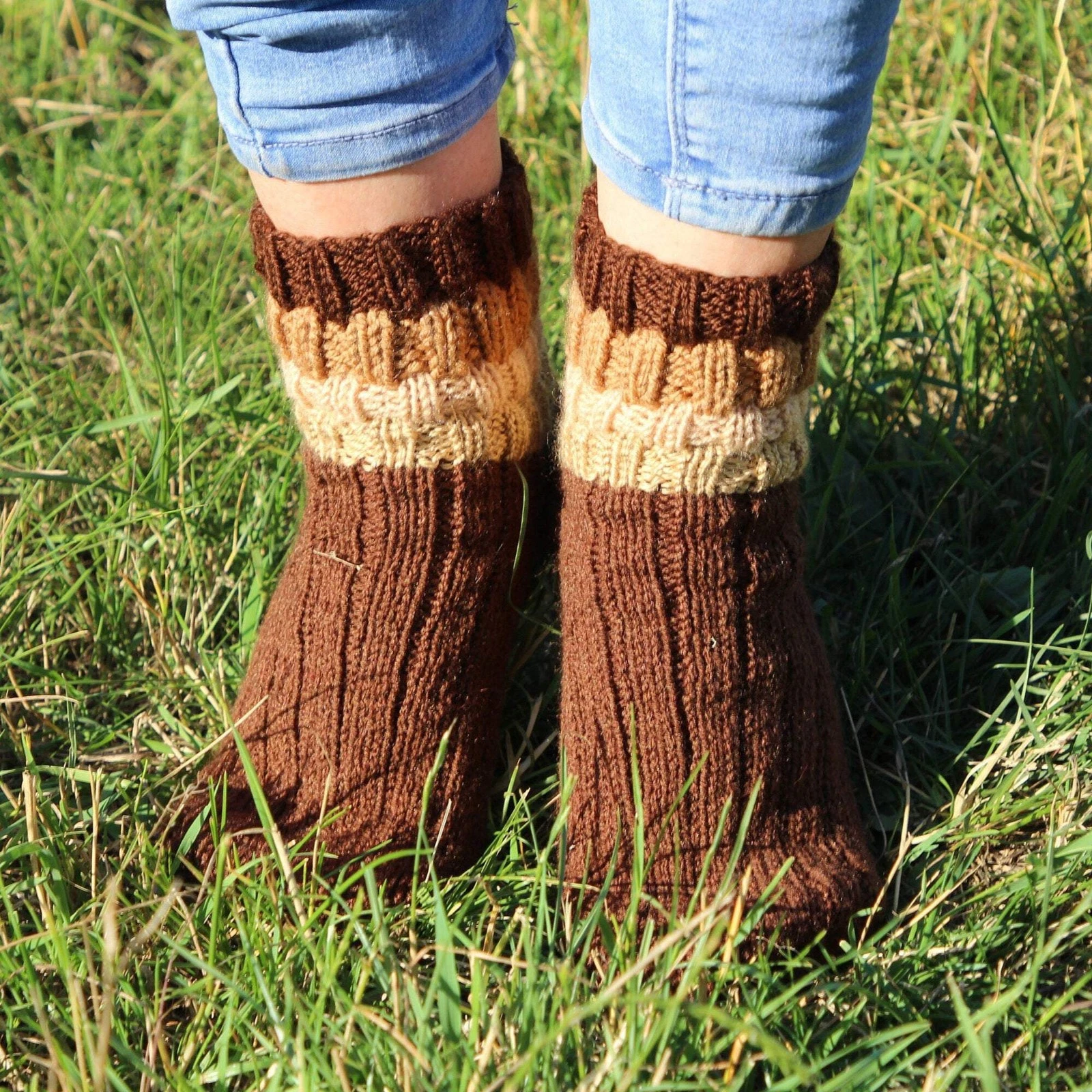 Brown Rustic Chunky Knit Socks