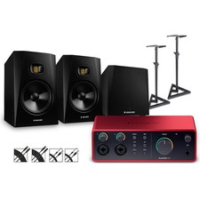 Focusrite Scarlett 4i4 Gen 4 with Adam Audio Monitors/T10S Sub/Stands/Cables T8V