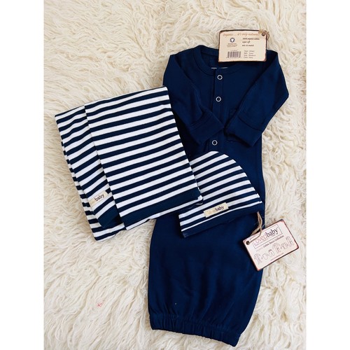 L’ovedbaby Organic Cotton Navy & Stripe Baby Outfit Lot 9pc NB–12M NWT Clothes - Picture 2 of 8