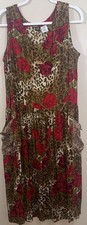 Vtg BILA Bohemian Floral Sleeveless Flowy Midi Dress Sz Large Buttons Waist Down
