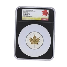 2019 3 oz Fine Silver Coin $50 Gold Maple Leaf 40th Anniv Incuse Gilt NGC PF70
