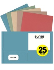 25 PCS Retro Color Folders with Pockets Fits Letter Size Paper File Bag