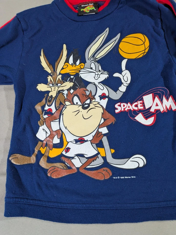 Vintage Space Jam Shirt Youth XL Blue Basketball Bugs Bunny Taz Looney Tunes 90s - Image 4 of 4