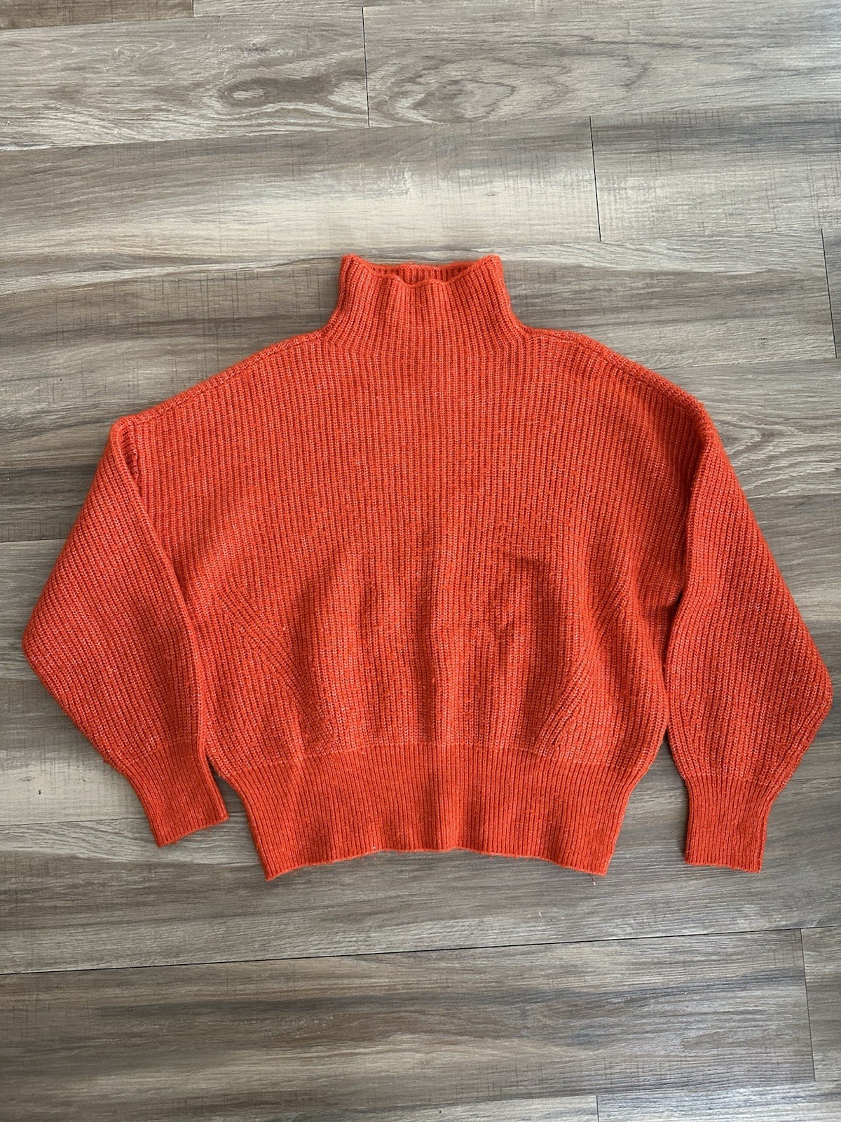 Marled Reunited Clothing Womens Sweater Orange Ribbed Turtleneck Outdoor Size L