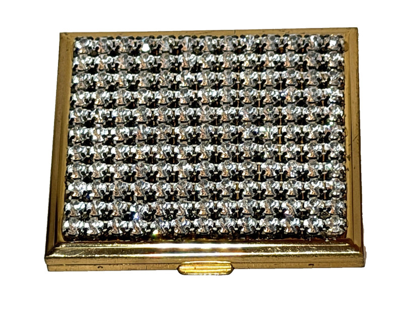 Estate Vintage Saks Fifth Avenue Rhinestone Mirror Compact Make-Up Case AS IS