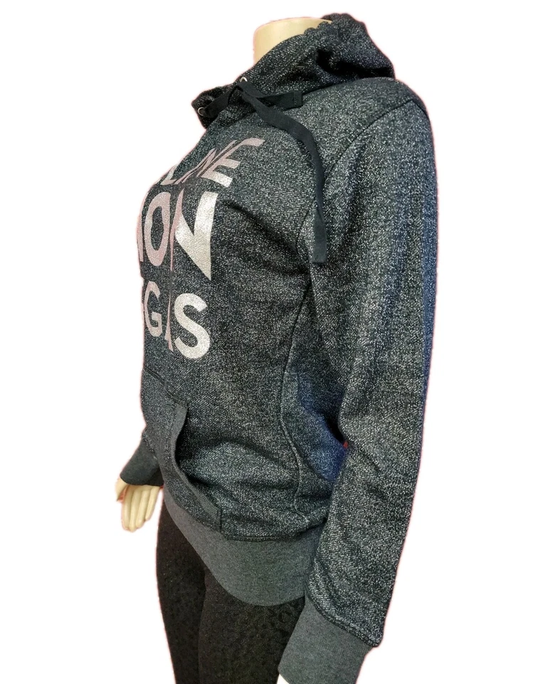 Celine Dion Las Vegas Sudadera con Capucha Brillo Metálico Talla M Gris Negro #W7 Foto 2 de 4