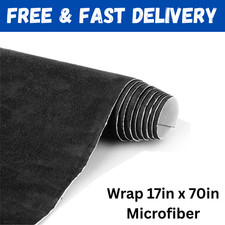 Suede Wrap Self-Adhesive Black Suede Car Interior Wrap 17in x 70in Microfiber