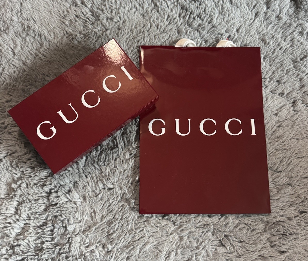 Gucci Glossy Red Gift Box , Ribbon & Bag | eBay