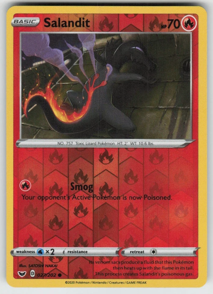 PO-04 Reverse Holo Salandit 027/202 Common SWSH01: Sword & Shield Base Set NM - Image 1 of 1