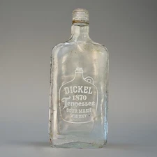 1950’s Dickel 1870 Tennessee Sour Mash Whisky Bottle 750ml  Empty Clear Glass