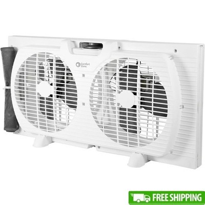 Adjustable Window Fan 3-Speed Reversible Dual Blade Auto-Lock Expanders Portable