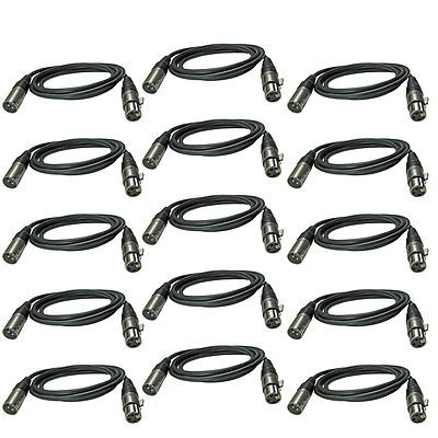 15 XLR pin 3ft foot male to female shielded mic microphone audio extension cable