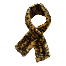 Calvin Kline Women's Winter Faux Fur Leopard Print Pull Through Collar Wrap NWT
