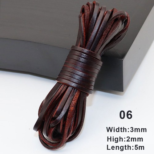 Cuerda de cuero genuino cuerda plana de cuero real hágalo usted mismo 5 m de largo - Imagen 8 de 40