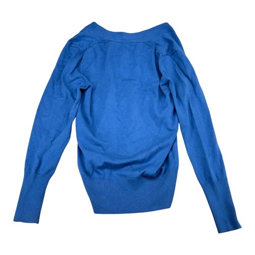 Maglione Banana Republic donna M blu medio seta cotone cashmere scollo V - Foto 2 di 12