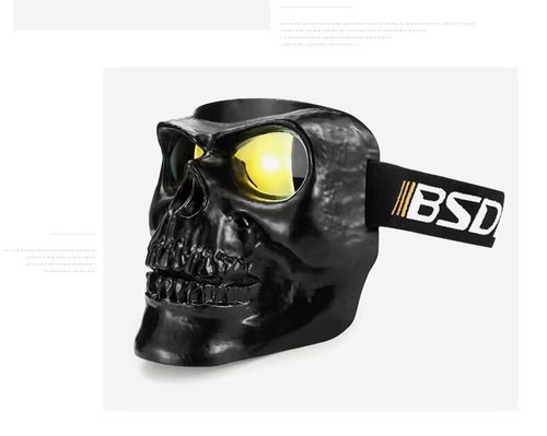 Motorcycle Face Shield Helmet skull Mask Goggles Dust-proof Black White - Picture 10 of 21